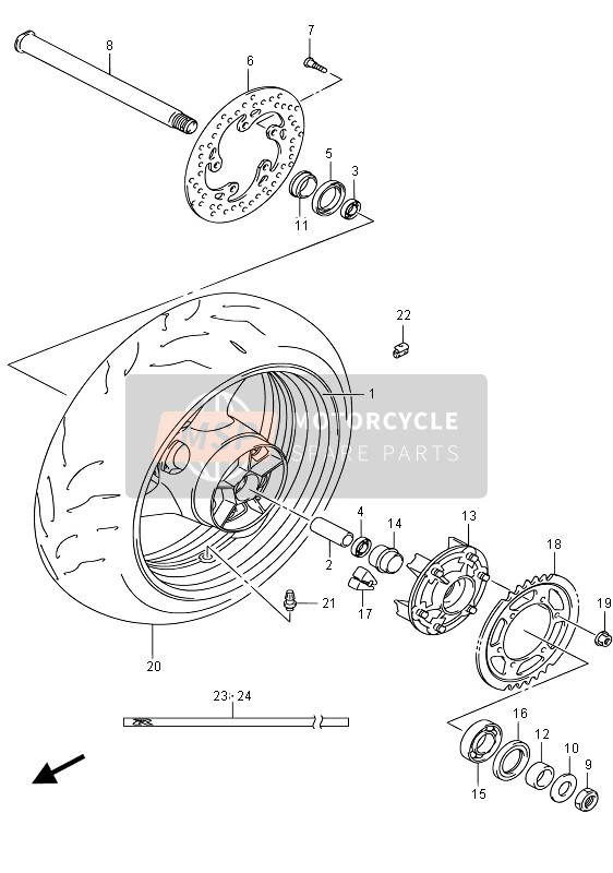 Suzuki GSX-R750 2015 Rueda trasera para un 2015 Suzuki GSX-R750