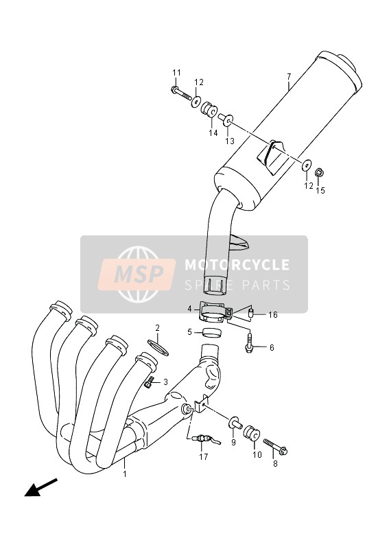 Suzuki GSX1250FA 2015 Muffler for a 2015 Suzuki GSX1250FA