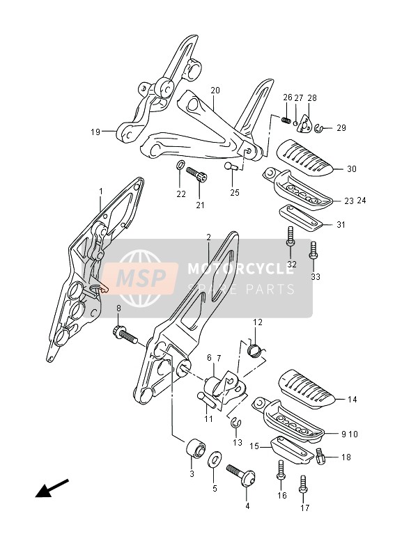 Suzuki GSX1250FA 2015 Footrest for a 2015 Suzuki GSX1250FA