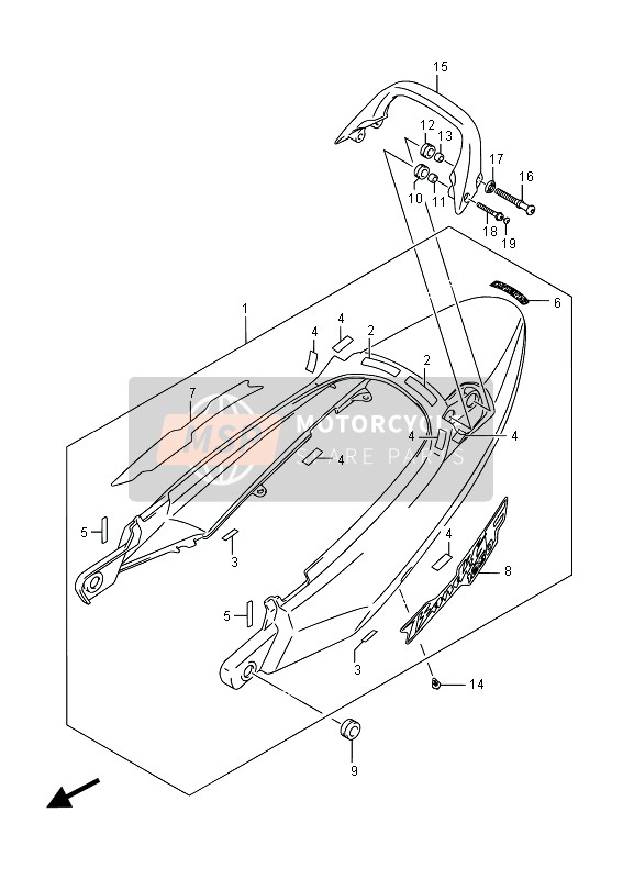 Suzuki GSX1250FA 2015 Couverture de queue de siège pour un 2015 Suzuki GSX1250FA