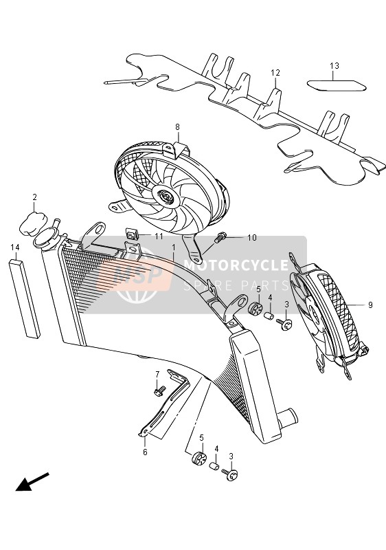 Suzuki GSX1300RA HAYABUSA 2015 Radiator for a 2015 Suzuki GSX1300RA HAYABUSA