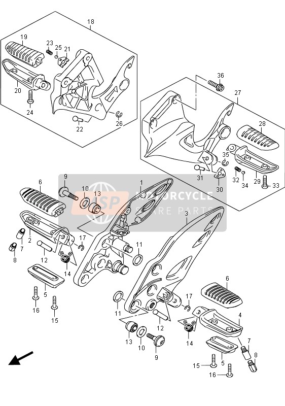 4360015H20, Footrest Assy, Pillion Rh, Suzuki, 0