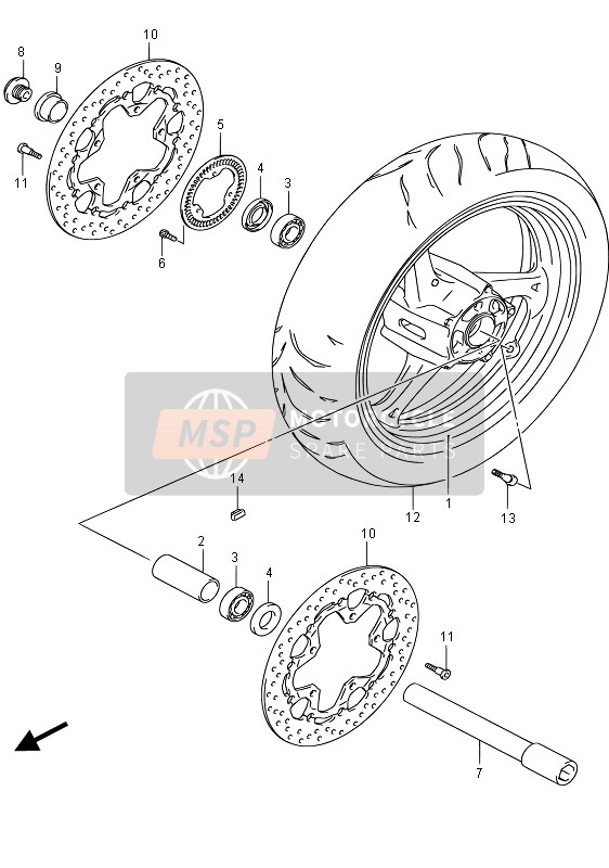 Suzuki GSX1300RA HAYABUSA 2015 Front Wheel for a 2015 Suzuki GSX1300RA HAYABUSA