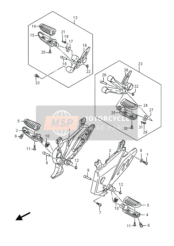 Suzuki GW250 INAZUMA 2015 Footrest for a 2015 Suzuki GW250 INAZUMA