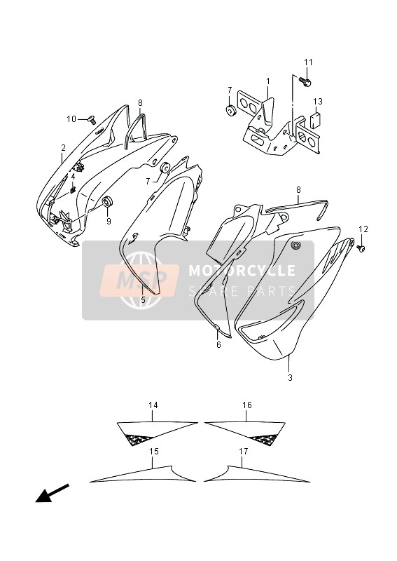 Suzuki GW250 INAZUMA 2015 Tapa del tanque de combustible (GW250Z) para un 2015 Suzuki GW250 INAZUMA