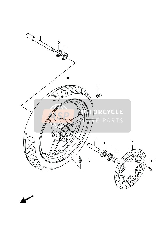 Suzuki GW250 INAZUMA 2015 Voorwiel voor een 2015 Suzuki GW250 INAZUMA