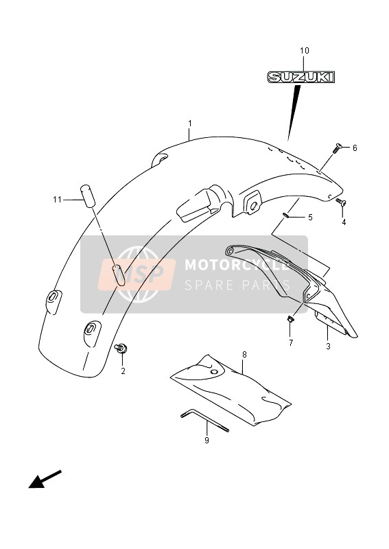 Suzuki RV125 2015 Achterspatbord voor een 2015 Suzuki RV125