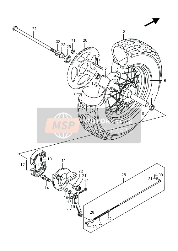 Suzuki RV125 2015 Achterwiel voor een 2015 Suzuki RV125