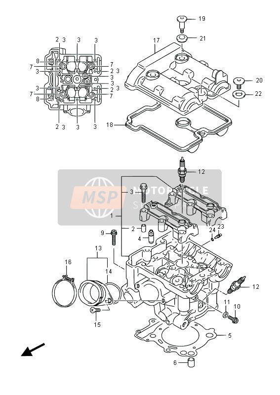 Suzuki SFV650(A) GLADIUS 2015 Cylinder Head (Rear) for a 2015 Suzuki SFV650(A) GLADIUS