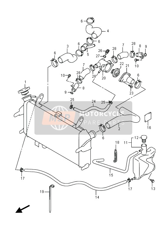 Suzuki SFV650(A) GLADIUS 2015 Radiator Hose (SFV650UA) for a 2015 Suzuki SFV650(A) GLADIUS