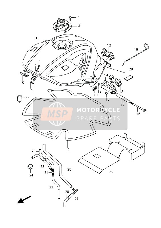 Suzuki SFV650(A) GLADIUS 2015 Fuel Tank for a 2015 Suzuki SFV650(A) GLADIUS