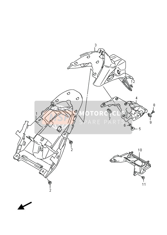 Suzuki SFV650(A) GLADIUS 2015 Garde-boue arrière pour un 2015 Suzuki SFV650(A) GLADIUS