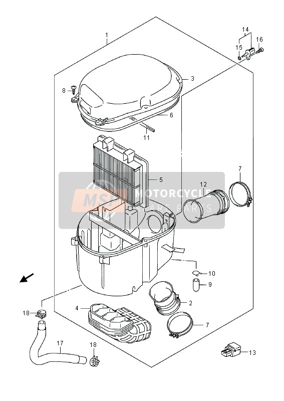 Suzuki DL1000A V-STROM 2014 Luchtfilter voor een 2014 Suzuki DL1000A V-STROM