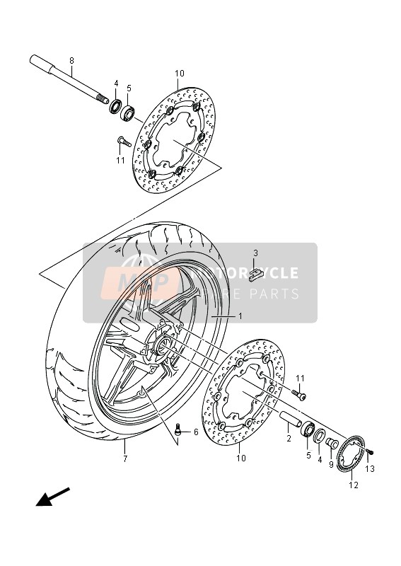 Suzuki SFV650(A) GLADIUS 2015 Ruota anteriore (SFV650UA) per un 2015 Suzuki SFV650(A) GLADIUS