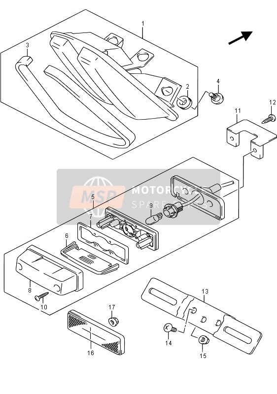 Suzuki SV650S 2015 Lámpara de combinación trasera para un 2015 Suzuki SV650S