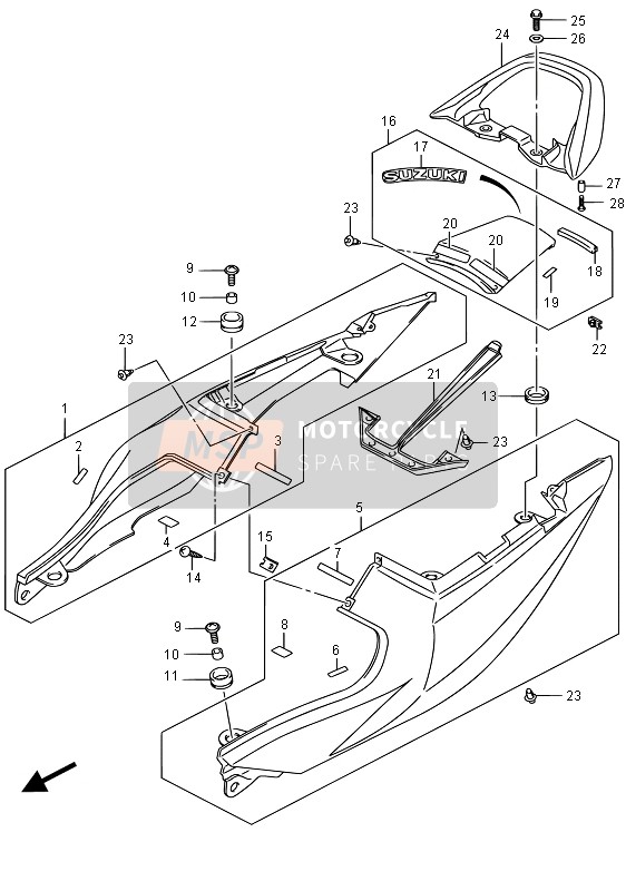 4551416G00YAY, Cover, Seat Tail, Rear   (Black), Suzuki, 3