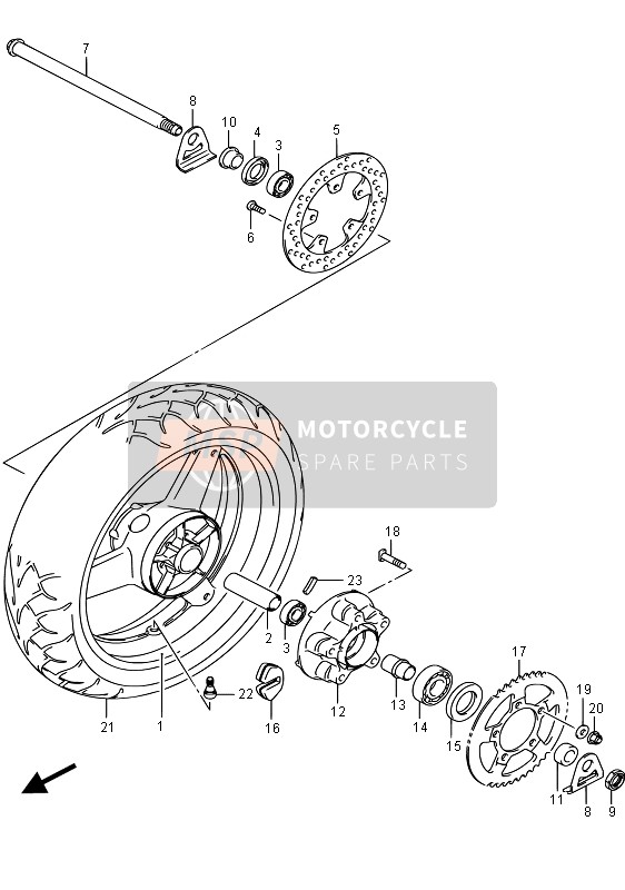 Suzuki SV650S 2015 Rear Wheel for a 2015 Suzuki SV650S