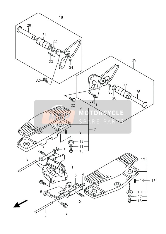 Suzuki VL1500BT INTRUDER 2015 Footrest for a 2015 Suzuki VL1500BT INTRUDER