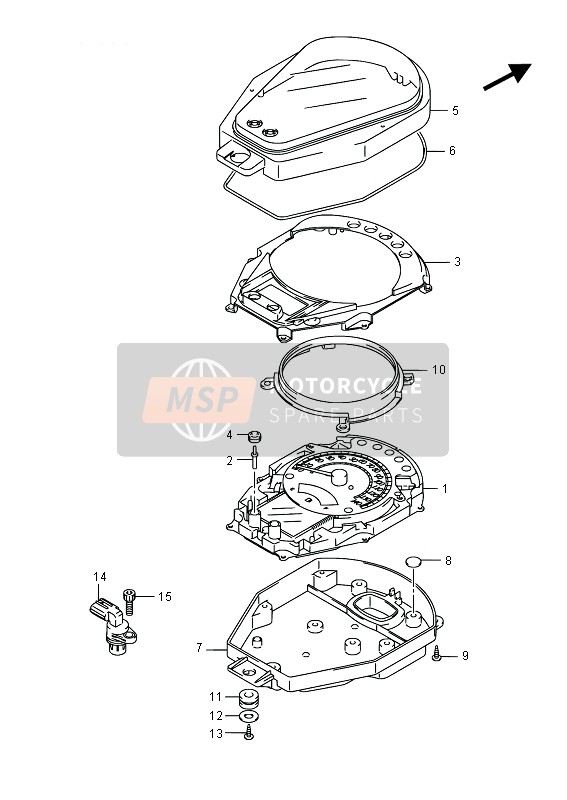 Suzuki VL1500T INTRUDER 2015 Speedometer (E02) for a 2015 Suzuki VL1500T INTRUDER