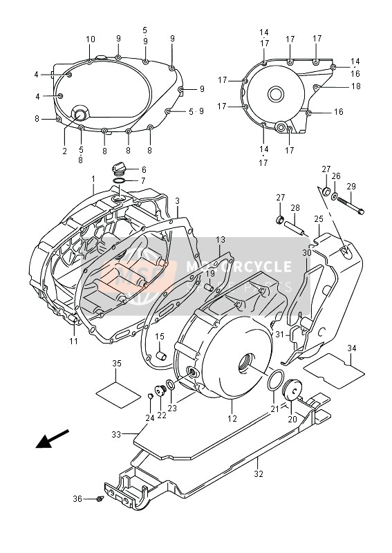 Suzuki VL800 INTRUDER 2015 Couvercle de carter (E02) pour un 2015 Suzuki VL800 INTRUDER