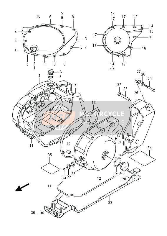 Suzuki VL800 INTRUDER 2015 Crankcase Cover (E19) for a 2015 Suzuki VL800 INTRUDER