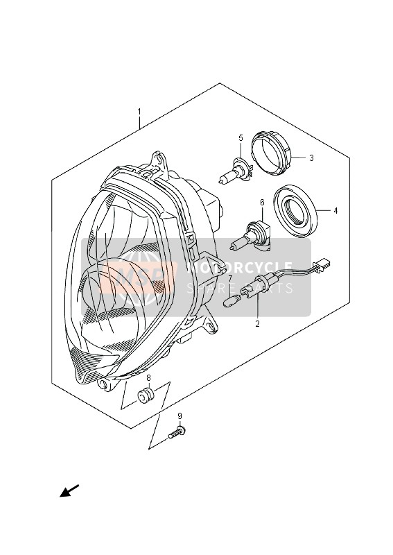 Suzuki DL1000A V-STROM 2014 Lampada frontale per un 2014 Suzuki DL1000A V-STROM