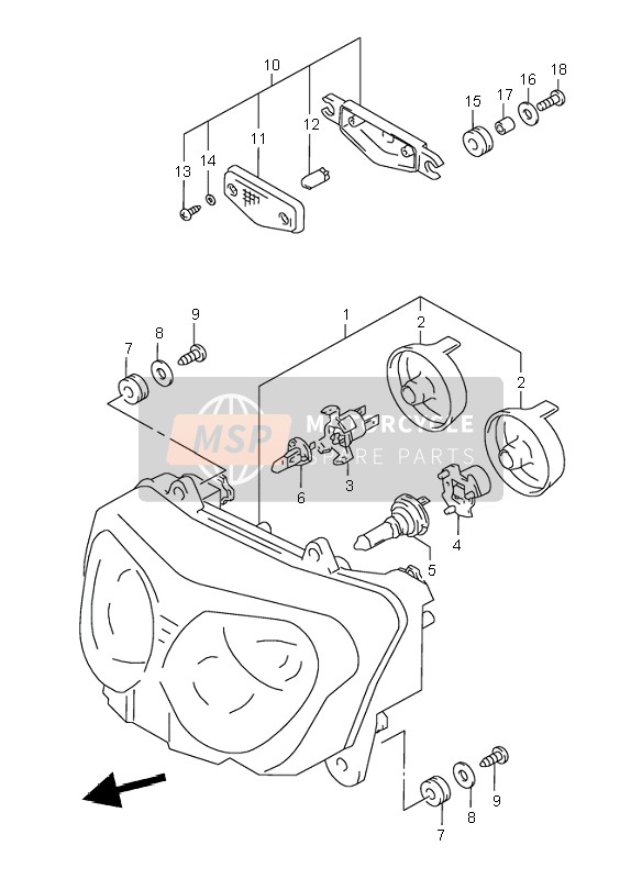 Suzuki GSX600F 1998 Lampe Frontale (E4-E17-E18-E22-E25-E34) pour un 1998 Suzuki GSX600F