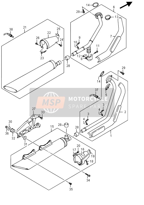 Suzuki VZ800 INTRUDER 2015 Muffler for a 2015 Suzuki VZ800 INTRUDER