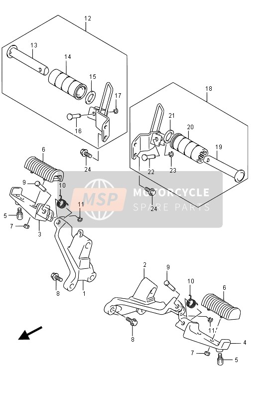 Suzuki VZ800 INTRUDER 2015 Poggiapiedi per un 2015 Suzuki VZ800 INTRUDER