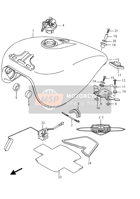 Suzuki VZ800 INTRUDER 2015 Serbatoio di carburante per un 2015 Suzuki VZ800 INTRUDER