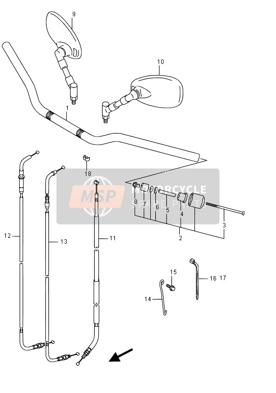 Suzuki VZ800 INTRUDER 2015 Handlebar for a 2015 Suzuki VZ800 INTRUDER