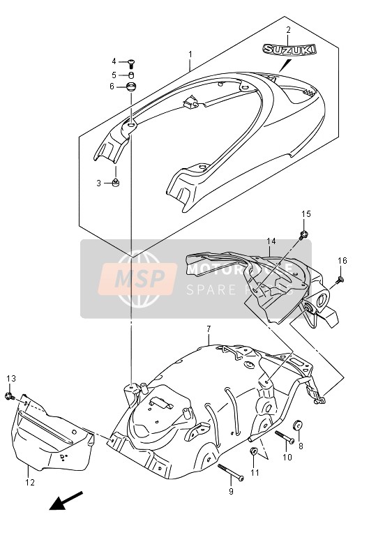 Suzuki VZ800 INTRUDER 2015 Guardabarros trasero para un 2015 Suzuki VZ800 INTRUDER