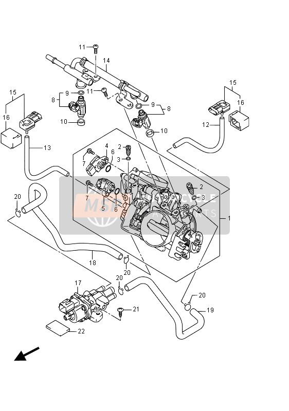 Suzuki VZR1800(BZ) (M1800) INTRUDER 2015 Throttle Body (VZR1800 E02) for a 2015 Suzuki VZR1800(BZ) (M1800) INTRUDER