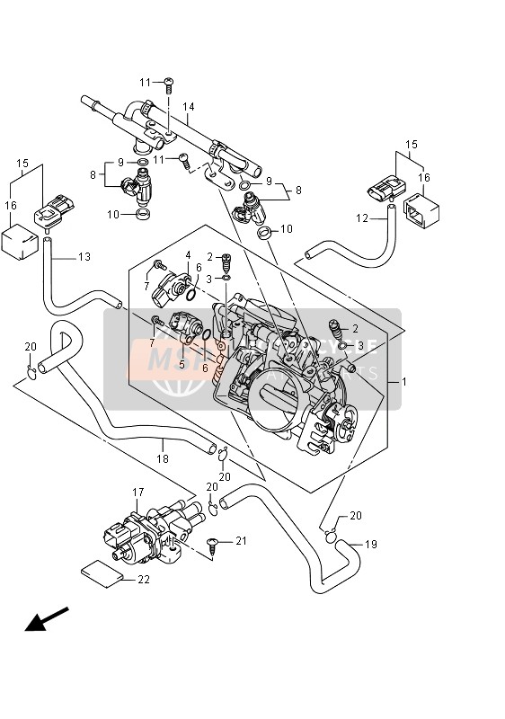 Suzuki VZR1800(BZ) (M1800) INTRUDER 2015 Throttle Body (VZR1800 E19) for a 2015 Suzuki VZR1800(BZ) (M1800) INTRUDER