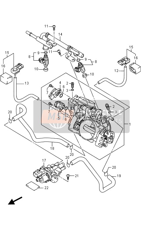 Suzuki VZR1800(BZ) (M1800) INTRUDER 2015 Throttle Body (VZR1800UF E19) for a 2015 Suzuki VZR1800(BZ) (M1800) INTRUDER