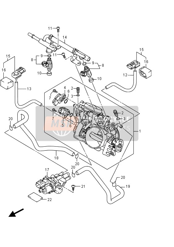 Suzuki VZR1800(BZ) (M1800) INTRUDER 2015 Throttle Body (VZR1800BZ E02) for a 2015 Suzuki VZR1800(BZ) (M1800) INTRUDER