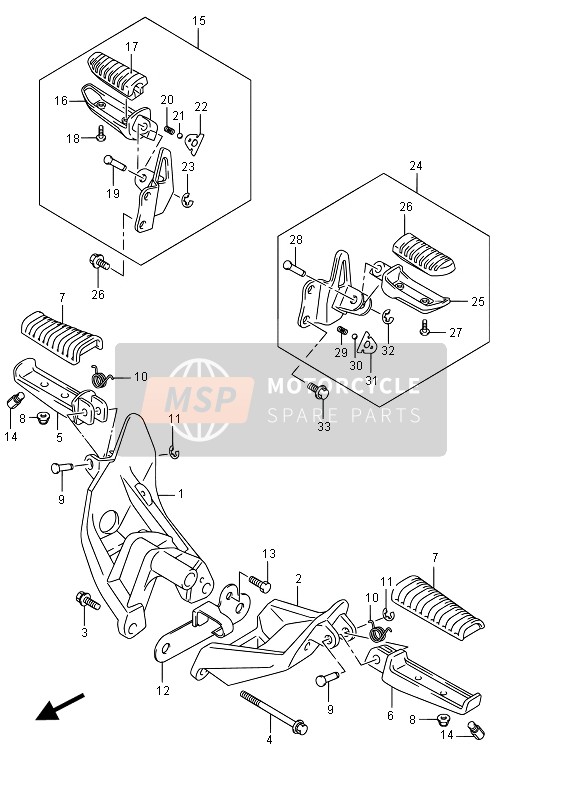 Suzuki VZR1800(BZ) (M1800) INTRUDER 2015 Repose Pieds pour un 2015 Suzuki VZR1800(BZ) (M1800) INTRUDER