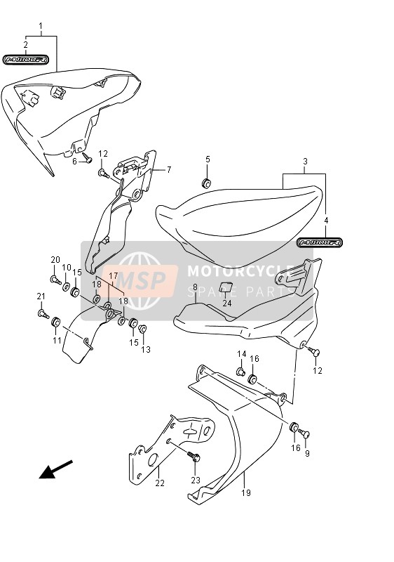 Suzuki VZR1800(BZ) (M1800) INTRUDER 2015 Couvercle latéral (VZR1800UF E19) pour un 2015 Suzuki VZR1800(BZ) (M1800) INTRUDER