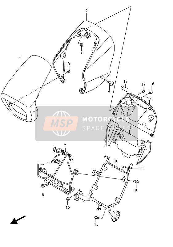 Suzuki VZR1800(BZ) (M1800) INTRUDER 2015 Couverture de phare (VZR1800UF E19) pour un 2015 Suzuki VZR1800(BZ) (M1800) INTRUDER