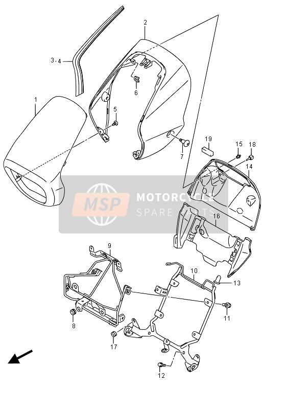 Suzuki VZR1800(BZ) (M1800) INTRUDER 2015 SCHEINWERFERABDECKUNG (VZR1800BZ E02) für ein 2015 Suzuki VZR1800(BZ) (M1800) INTRUDER