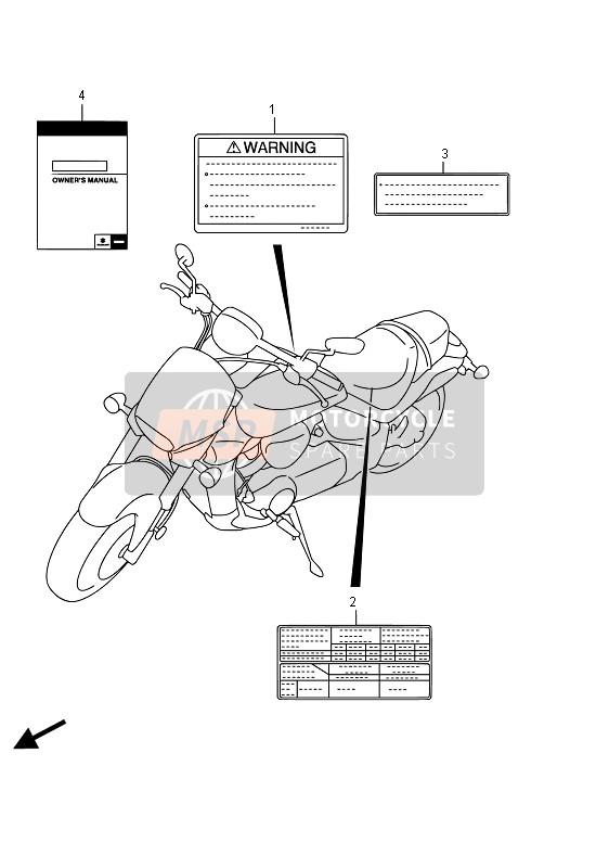 Suzuki VZR1800(BZ) (M1800) INTRUDER 2015 Label (VZR1800BZ E02) for a 2015 Suzuki VZR1800(BZ) (M1800) INTRUDER