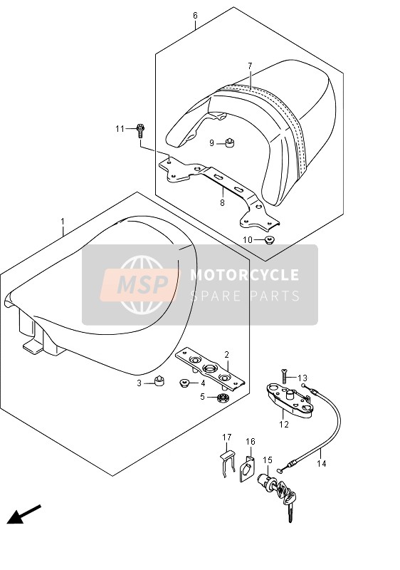 Suzuki VZR1800(BZ) (M1800) INTRUDER 2015 Zadel voor een 2015 Suzuki VZR1800(BZ) (M1800) INTRUDER