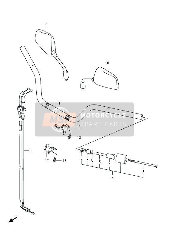 Suzuki DL1000A V-STROM 2014 Handlebar for a 2014 Suzuki DL1000A V-STROM