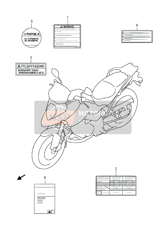 Suzuki DL1000A V-STROM 2014 Label for a 2014 Suzuki DL1000A V-STROM