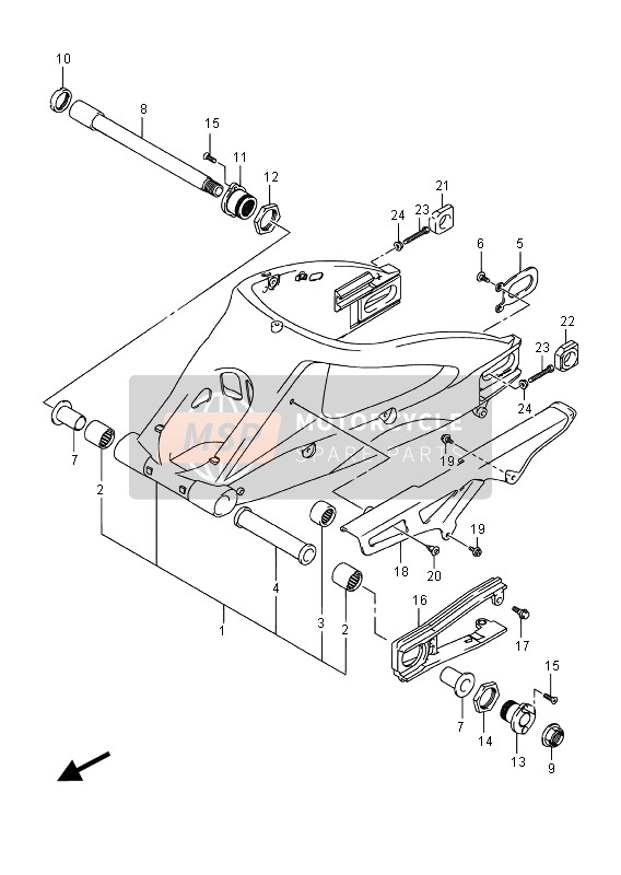 Suzuki GSX-R1000A 2015 Rear Swing Arm for a 2015 Suzuki GSX-R1000A