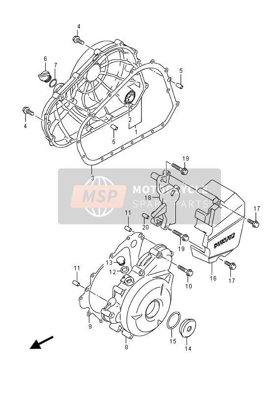 Suzuki GW250F INAZUMA 2015 Tapa del cárter para un 2015 Suzuki GW250F INAZUMA