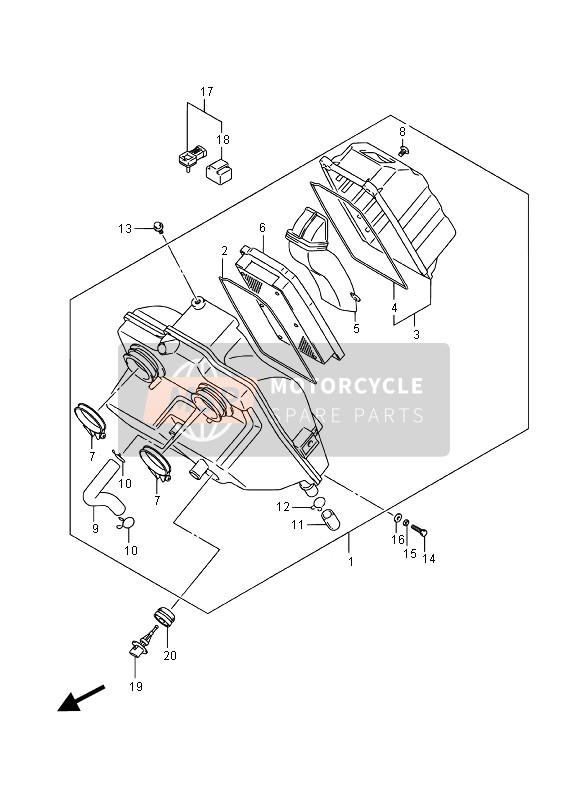 Suzuki GW250F INAZUMA 2015 Luchtfilter voor een 2015 Suzuki GW250F INAZUMA