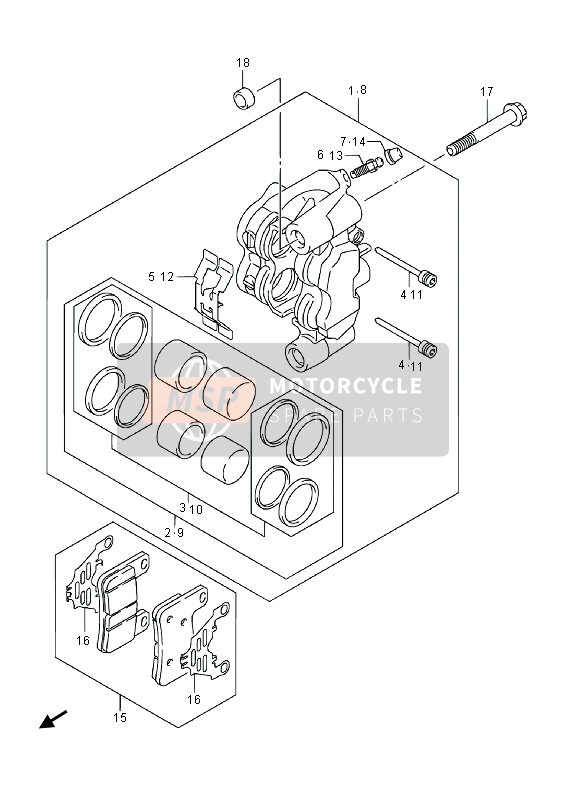 Suzuki DL1000A V-STROM 2014 Pinza anteriore per un 2014 Suzuki DL1000A V-STROM