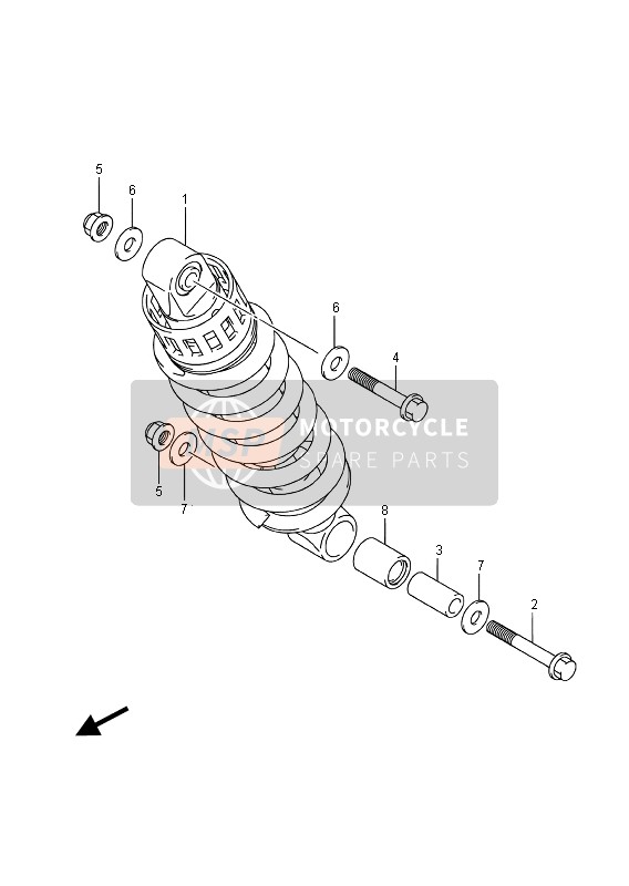 Suzuki GW250F INAZUMA 2015 Schokdemper achter voor een 2015 Suzuki GW250F INAZUMA