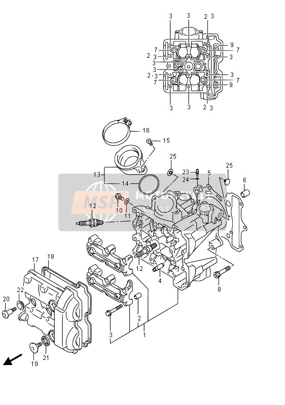 Suzuki DL650A(XT) V-STROM 2016 Cilinderkop (Voorkant) voor een 2016 Suzuki DL650A(XT) V-STROM